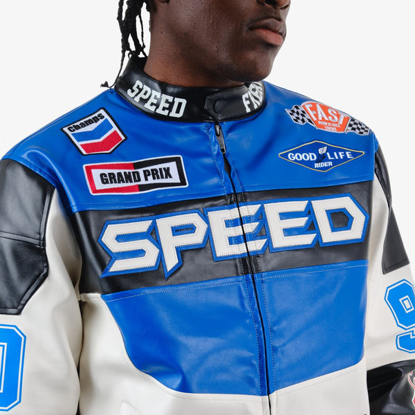 Copper Rivet - Black/White Speed Moto PU Jacket– Sixteen Bars