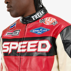 Copper Rivet - Black/Red Speed Moto PU Jacket