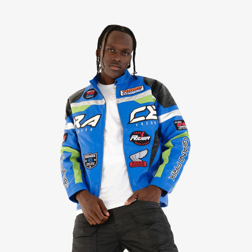 Copper Rivet - Blue Race  Moto PU Jacket