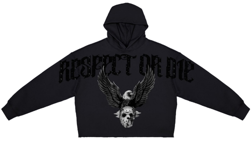 Roku Studio -  Respect Or Die Crop Hoodie - Black