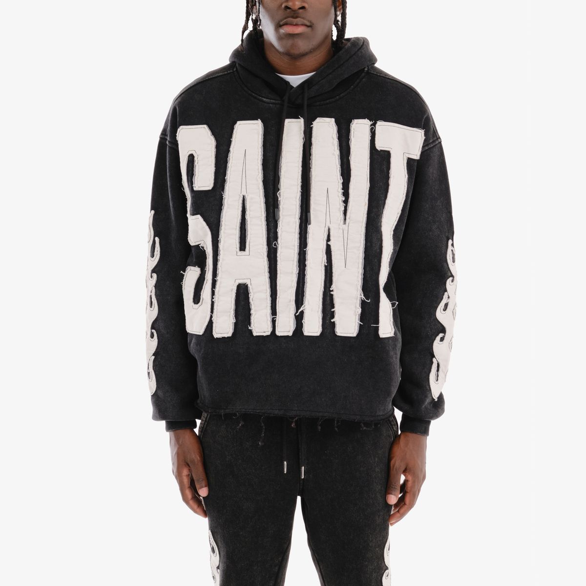 Copper Rivet - Saints Crop Hoodie - Black