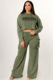 Mineral Washed Heartbreaker Cargo Crop Set - Olive