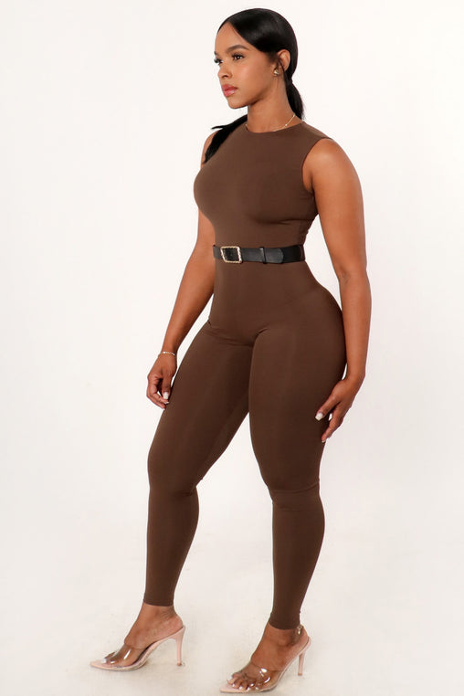 ShopWTD - Sleeveless Jumpsuit - Brown