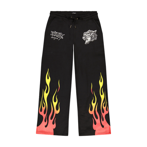 Ed Hardy - Black Tiger Flame Sweatpants